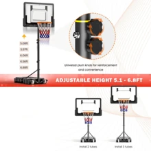 DlandHome Portable Basketball Hoop With Wheels, Adjustable Height From 5.25 To 6.9 Feet, Water-Filled Base, Suitable For Indoor And Outdoor Use, Ideal For Adults And Teenagers - 白色 - 查看 9