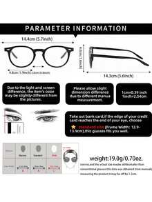 1 Pair Vintage Round Frame Personalized Fashion Multi-Color Flat Lens Glasses For Men, Metal Hinges, Suitable For Computer Office, Decoration, Student Study, Reading, Business, Running, Gaming, Driving - Multicolor - View 11