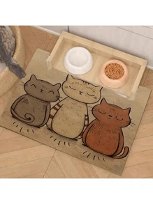 1 件可爱猫主题宠物喂食垫，耐用防滑、吸水、防污，非常适合狗和猫 - 宠物食品和水碗餐垫，适用于家居装饰、厨房地垫、宠物配件，非常适合宠物