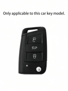 3pcs/Set TPU Soft Car Key Case + Leather Keychain + Screwdriver Kit, Suitable For 3-Button Folding Car Key - B-titanium Gray-black Carbon Fiber - View 3