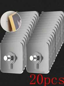 10/20/30个透明相框挂钩，强力自粘相框挂钩，无损挂钩，适用于相册和艺术品，无需钻孔，浴室和厨房墙面挂钩，适用于玻璃/瓷砖/木材/金属表面