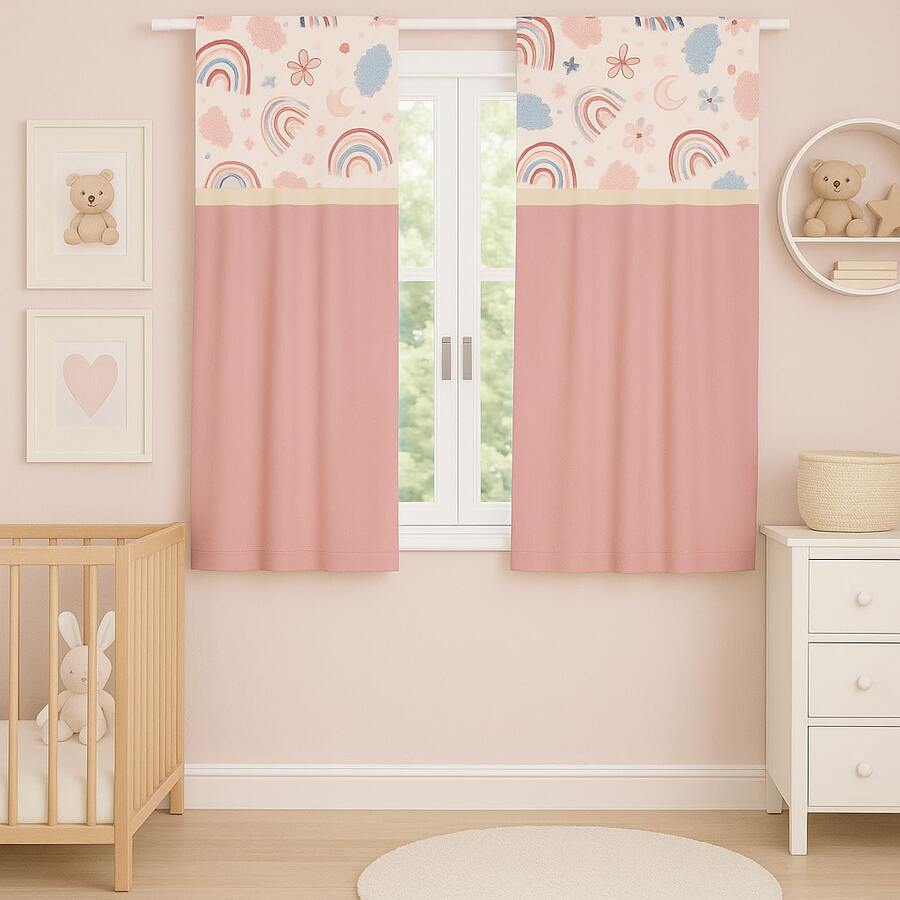 Printed Curtain For Baby's Room, Boy's Girl's Room - hoa hồng cầu vồng - Xem 1