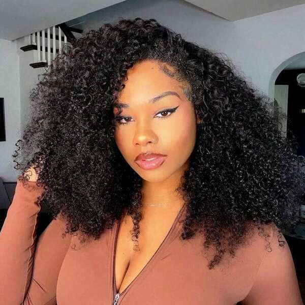 bling hair 200% Density Half Wig Human Hair 24 Inch Kinky Curly 3 IN 1 Curly Human Hair Half Wigs With Drawstring Seamless Flip Over Curly Half Wigs Human Hair Glueless Wear And Go Beginner Friendly Wigs Human Hair Headband Wig For Women Beginner Friendly 200% Density 3 IN 1 Half Wig With Drawstring Half Wig Beginner Friendly Everyday Party Use Needed Long Black Wig Versatile Hairpiece Sleek Hairstyle Realistic Hairpiece Beauty Accessory Beginner Friendly For Sports, Vacation, Halloween, Christmas, Festivals, Proms, Outdoor, Cosplay, Campus, School, Beach, Wedding, Camping, Holiday, Summer Outfits, Charming, Elegant, Casual, Y2K Fashion, SS25 Styles, For Daily Use