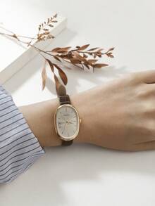 1pc Women's Vintage Simple Fashion Leather Belt Quartz Watch, Suitable For Daily Decor - 銀色 - 查看 2