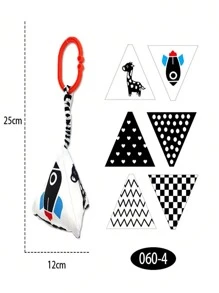 Black & White Rattle For Youngsters - Soothing Grip And Educational Sound Toy, Perfect Birthday Or Holiday Gift Baby Stroller Pendant, Plush Fabric Soothing Children's Toys, Bell Teether Animal Wind Chime Hanging Toys, Entryway Teething Bite Hanging Buckle, Car Hanging Pendant Toy - Multicolor - View 9