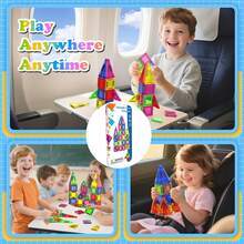 26/42 Ensemble de blocs de construction magnétiques mini portables, boîte en métal, ensemble de blocs magnétiques de voyage, compact et pratique, couleurs vives et designs amusants, meilleur cadeau d'anniversaire/Noël pour les garçons et les filles - Multicolore - Voir 4