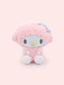 Muñeco de cordero pequeño Sanrio Piano Beinno, adorable llavero de peluche rosa, animal de peluche súper suave y esponjoso, diseño de cordero único con lindo lazo y accesorios de fresa, peluche abrazable de alta calidad para niñas, regalo coleccionable perfecto para cumpleaños, ideal para decoración del hogar, colgante de mochila, compañero de viaje, ideal para regalos de fiesta y decoración de habitaciones, mercancía de personajes kawaii para fanáticos.