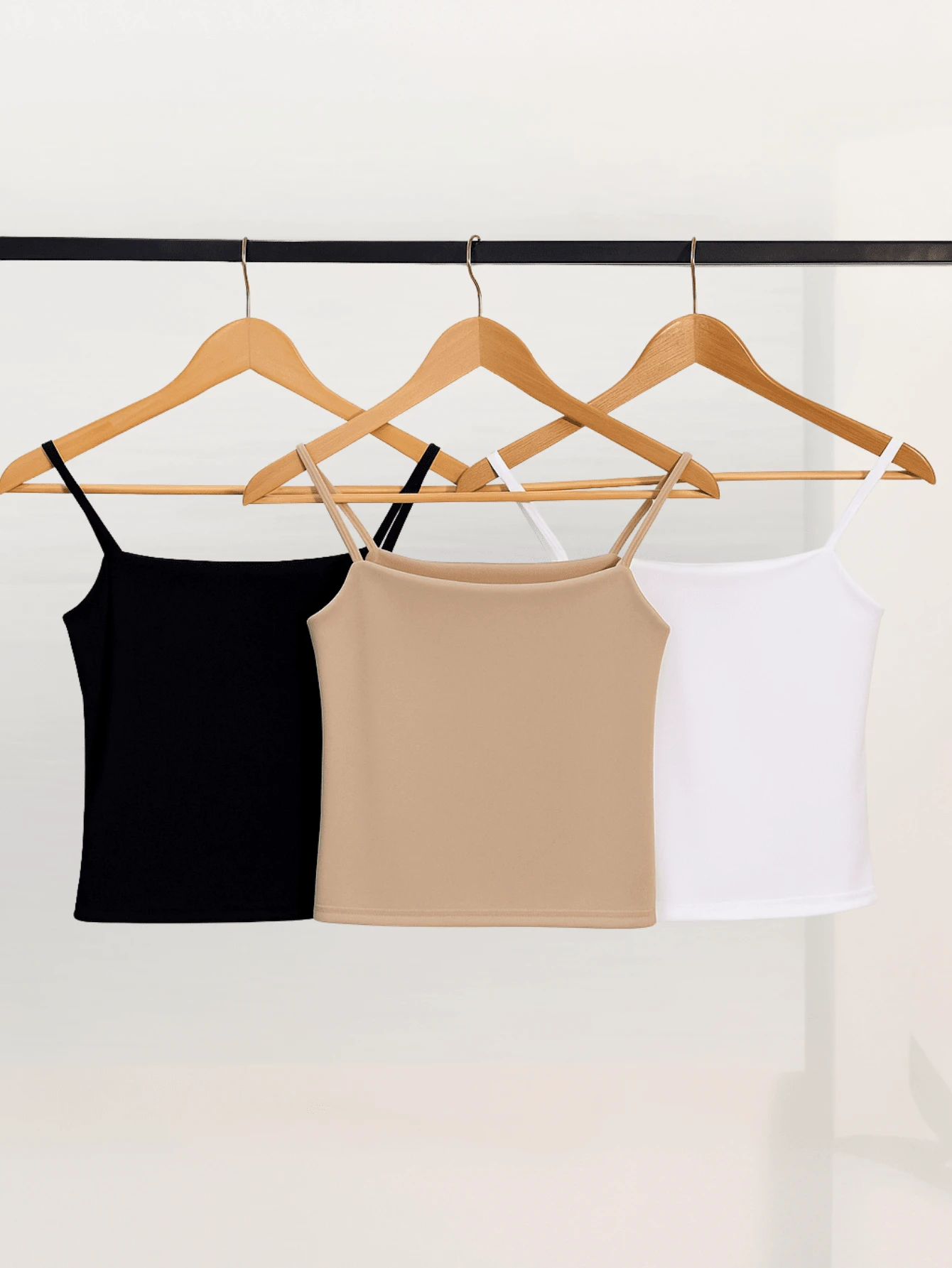 Kit 3 Cropped Women's Tank Top Strappy Basic Summer Suplex - White/Nude/Black - View 1