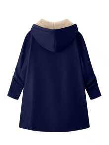 欧美复古风拉链保暖长款抓绒外套，宽松版型，冬季通勤外套