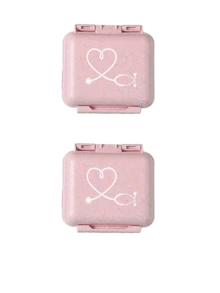 6-Compartment Portable Mini Pill Box, Pink Color With "Medicine" Letter Print, Weekly Medication Organizer, Travel Pill Case, 6-Grid Compact Pill Box, Daily Vitamin Supplement Storage, Pocket/Wallet Size, Letter ID Tag Jewelry Box, Earrings, Rings Storage, Home & Travel Essential - Pink - View 17