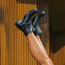 USEVITTAL Vittal Women's Leather Low-Cut Boot With Side Zipper - Black - View 4