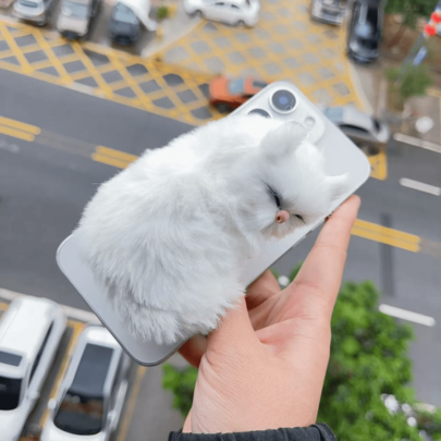 고양이와 벨 디자인 캐주얼 휴대 전화 홀더 여름, 가을 재미 있고 귀여운, 창조적 인 새로운 플러시 새끼 고양이 데스크탑 홀더, 마이야르 색상 플러시 고양이, 표범 고양이, 플러시 소재, 따뜻함