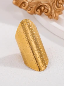 18k 镀金不锈钢开口戒指，极简主义金属感珠宝，女性自然风格 - Glossy - 查看 13