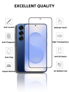 2 Packs For Galaxy Screen Protector, High-Definition Transparent Tempered Glass ,No White Edge, Scratch-Resistant Design Screen Protection Essentials, Applicable To Daily Shield, Office, Home Phone Screen Protector Phone Accessories Waterproof Shockproof Anti-Fall Anti-Fall Anti-Fingerprint Full Cover - Black - View 6