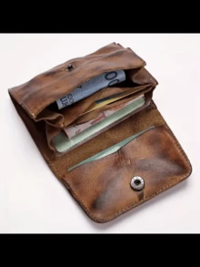 Vintage Top Layer Cowhide Leather Card Holder Multi-Card Slots Coin Purse Handmade Distressed Vegetable Tanned Leather Card Case Multifunctional Wallet Unisex For Women Wallet Mini Wallet Purse Wallet Fall Coin Wallet