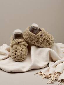 手工针织婴儿腿套、室内学步鞋 - 卡其色 - 查看 5
