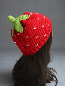 1 Piece Ladies' Cute Red Strawberry Hat Knitted Warm Hat Soft And Warm Suitable For Daily Leisure Vacation, Fall / Winter