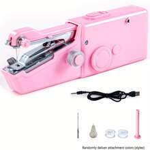 CS-101B Portable Handheld Electric Sewing Machine, Suitable For DIY Sewing, Fabrics, Garments, Travel, Home Use, USB Or AA Battery Powered, Easy To Use, Ideal For Beginners, Compact Size 8.2"X2.7"X1.2", (Note: Only For Lightweight Fabrics/Accessories Color Random) - Pink - View 18