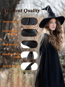 1pc Halloween Witch Hat, Adult & Teen Witch Hat, Favorite Gift For Christmas