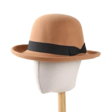 1pc Autumn/Winter New Wool Felt Wide Brim Hat, British Style Jazz Hat, Solid Color Fedora For Men