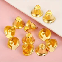 Golden 20pcs Cast Iron Jingle Bell Ornaments - Christmas Tree Decorations For DIY Wreaths, Holiday & Valentine's Day Hanging Accessories, Christmas Gift Room Decor - Multicolor - View 6