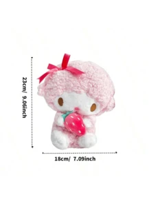 Muñeco de cordero pequeño Sanrio Piano Beinno, adorable llavero de peluche rosa, animal de peluche súper suave y esponjoso, diseño de cordero único con lindo lazo y accesorios de fresa, peluche abrazable de alta calidad para niñas, regalo coleccionable perfecto para cumpleaños, ideal para decoración del hogar, colgante de mochila, compañero de viaje, ideal para regalos de fiesta y decoración de habitaciones, mercancía de personajes kawaii para fanáticos.