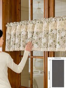 1pc Pastoral Floral Curtain, Fresh Style Partition Shading Short Curtain, Linen-Like Fabric Half Curtain, Cabinet Decor Door Curtain, Blackout Curtain - Multicolor - View 16