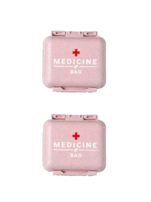 6-Compartment Portable Mini Pill Box, Pink Color With "Medicine" Letter Print, Weekly Medication Organizer, Travel Pill Case, 6-Grid Compact Pill Box, Daily Vitamin Supplement Storage, Pocket/Wallet Size, Letter ID Tag Jewelry Box, Earrings, Rings Storage, Home & Travel Essential - Pink - View 20