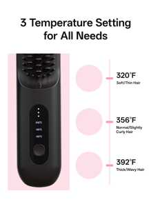 HYUNDAI Wireless Pre-Heating Hair Straightening Brush, Gentle Hair Care, Easy To Create Versatile Straight Hairstyles, Type-C Charging, Lightweight And Portable. - Black - View 3