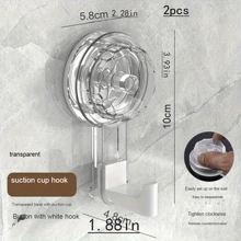 3pcs/Set Suction Cup Hooks For Bathroom, Waterproof Heavy Duty Wall Hooks Without Drilling, Adhesive Hooks For Kitchen, Door, Wall