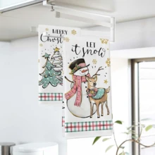 2pcs Christmas Kitchen Dishwashing Towel, Merry Christmas Snowman Christmas Tree 40 * 60cm, Soft And Comfortable, Absorbent And Durable, Suitable For Home Decoration And Christmas Party Decoration.