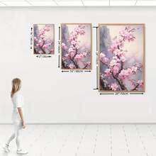 3 piezas de impresiones de arte en lienzo envuelto, con marco opcional de pino, orientación vertical, estilo moderno clásico art decó, encantadoras flores de cerezo rosadas arte abstracto acuarela, moda, para decoración de pared en bar, cafetería, hogar, dormitorio, sala de estar, cocina, oficina en casa, para uso interior y exterior en primavera e invierno - Multicolor - Ver 2