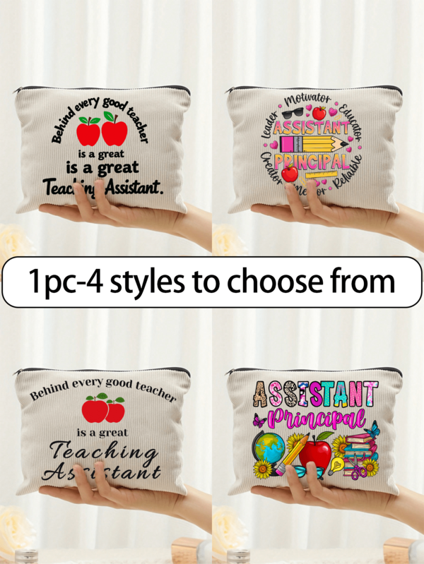 1pc Teacher Assistant Appreciation Printed Makeup Bag - Cosmetic Travel Pouch With "Behind Every Good Teacher Is A Great Teaching Assistant" Design, Will Be Ideal Thank You Or Retirement Gift For Her, Perfect For Graduation, Birthday, Or Christmas, Makeup Bag, Makeup Bags, Cosmetic Bag, Makeup Organiser, Makeup Pouch, Bag, Vanity, Make Up Pouch Bag, Make Up Bags, Bags, Vanity Accessories, Small Makeup Bag, Cosmetic Bag, Christmas Gifts, Pouch, Clutch / Small Handbag, Makeup Organizer, Pouch, Brush Holder, Mini Pouch, Large Capacity Pouch