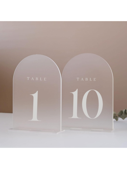 Números de mesa de boda, números de mesa con arco de espejo de 5x7 pulgadas con soportes, soportes de letrero de mesa impresos en dorado, números de mesa para recepción de boda, evento, fiesta, restaurante