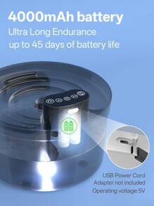 Fonte Automática para Animais de Estimação - Fonte de Água para Gatos sem Fio com Detector de Movimento - Fonte para Gatos com Bateria - Preta