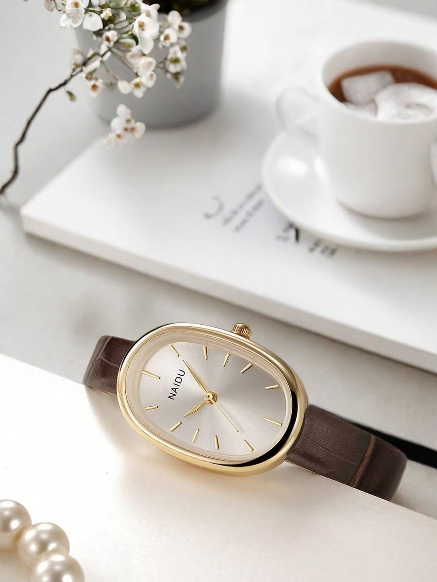 1pc Women's Vintage Simple Fashion Leather Belt Quartz Watch, Suitable For Daily Decor - 銀色 - 查看 1