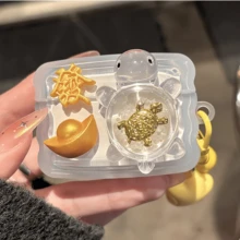 1个可爱3D招财龟宝元宝蓝牙耳机套，带铃铛和星星吊坠，兼容Pro/Pro2/1/2/3/4/Pro2 - 彩色 - 查看 3