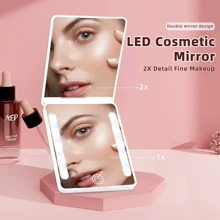 Espejo de maquillaje portátil LED mini con marco de dos tonos esmerilado y tres colores ajustables. Este espejo de maquillaje de mano para viajes es la opción perfecta para las chicas que quieren llevar un espejo de belleza con ellas cuando salen.
