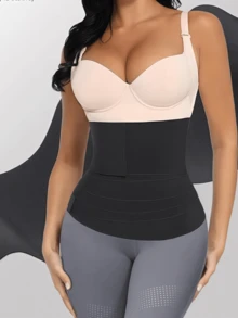 1pc Women's Postpartum Belly Band, Elastic Adjustable Waist Shaper - Black - View 3