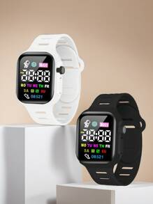 2 Stück/1 Stück Farbbildschirm Elektronische Uhr Koreanische Mode Coole Laterne für Jungen und Mädchen Paare Wald Elektronische Uhr, die beste Wahl für Halloween, Weihnachten, Valentinstag, Muttertag, Urlaubsgeschenke