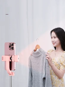Palo de selfie portátil, palo de selfie telescópico para teléfono con luz de relleno incorporada, trípode para teléfono inteligente giratorio 360° con control remoto inalámbrico, compatible con iPhone y Android para vacaciones de verano, viajes, iluminación, actividades al aire libre, transmisión en vivo y equipo de vlogging
