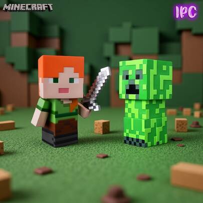 Microsoft 1PC  Officially Licensed 2 Designs To Choose Creeper AlexMinecraft Pixel-Style Piggy Bank Large Capacity Design Easy-Access Bottom Lid And Coin Slot Ideal For Room Decoration Game Collection Savings Education Desktop Display Nostalgia Gaming Nostalgia Perfect For Game-Themed Parties And Birthdays Christmas