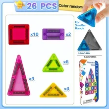 26/42 Ensemble de blocs de construction magnétiques mini portables, boîte en métal, ensemble de blocs magnétiques de voyage, compact et pratique, couleurs vives et designs amusants, meilleur cadeau d'anniversaire/Noël pour les garçons et les filles - Multicolore - Voir 10