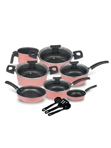 10-Piece Nonstick Cookware Set With Glass Lid - Rosa - Ver 2