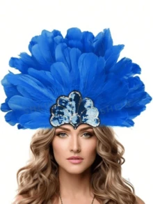1pc Halloween Feather Headpiece Prop, Performance Accessory Feather Headband, Suitable For Parties, Halloween Gifts, Themed Events And Cosplay Celebrations - Multicolor - View 7