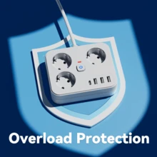1 pieza Toma de corriente con protección contra sobrecarga y interruptor de encendido/apagado, opción de cable corto/largo, apto para oficina, viaje y uso doméstico - Ver 8