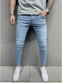 Men's Denim Jeans Skinny Street Pants With Elastane Comfortable Gringa Delave Line Clear Shaping Sport Premium Line - 藍色 - 查看 1