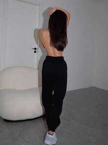 Plus Size Sweatpants - Black - View 2