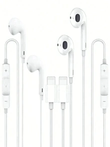 1 paquet/2 paquets d'écouteurs filaires EarPods avec connecteur Lightning, écouteurs intra-auriculaires filaires compatibles avec avec télécommande intégrée pour contrôler la musique, les appels téléphoniques et le volume, écouteurs intra-auriculaires filaires avec connecteur Lightning, appels mains libres