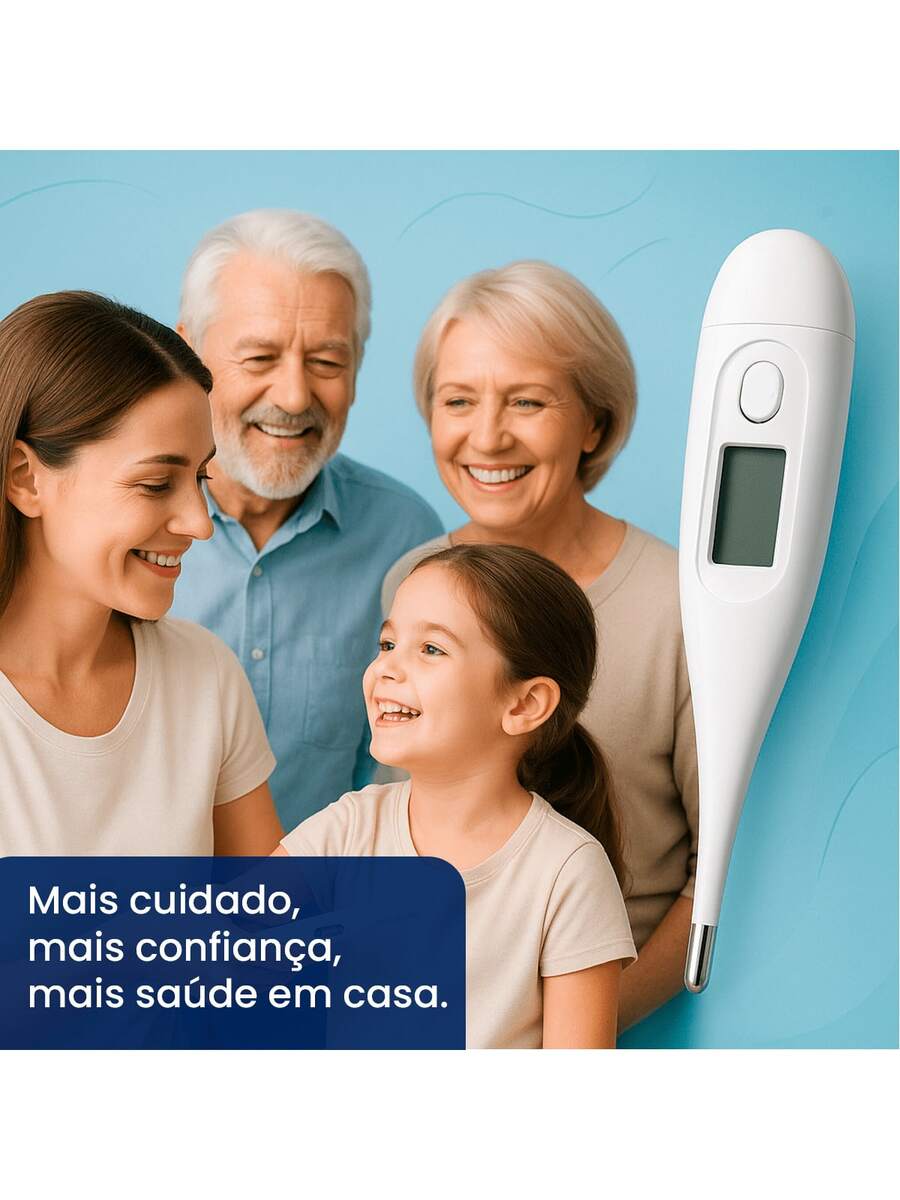 Termômetro Digital com Função Sonora e Tela Grande de Fácil Leitura - Branco - Visão 1